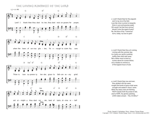 Hymn score of: Lord! I thank thee thou dost listen - The Loving-Kindness of the Lord (Hannah K. Burlingham/Johannes Thomas Rüegg)
