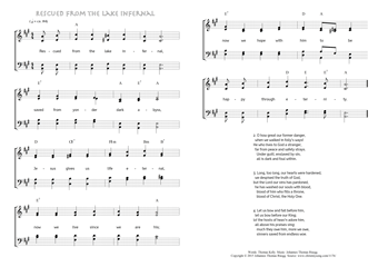 Hymn score of: Rescued from the lake infernal (Thomas Kelly/Johannes Thomas Rüegg)