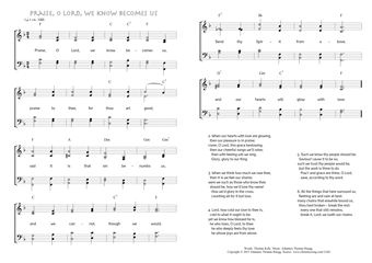 Hymn score of: Praise, O Lord, we know becomes us (Thomas Kelly/Johannes Thomas Rüegg)