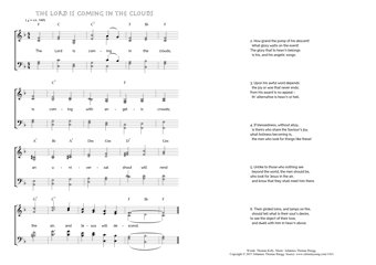 Hymn score of: The Lord is coming in the clouds (Thomas Kelly/Johannes Thomas Rüegg)