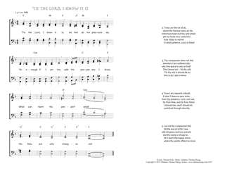 Hymn score of: 'Tis the Lord, I know it is (Thomas Kelly/Johannes Thomas Rüegg)