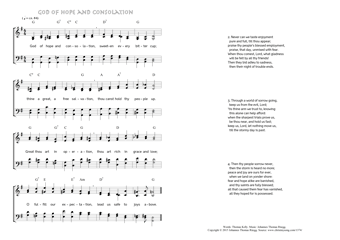 Hymn score of: God of hope and consolation (Thomas Kelly/Johannes Thomas Rüegg)