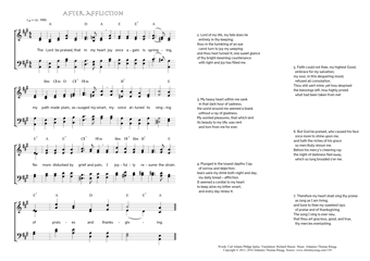 Hymn score of: The Lord be praised, that in my heart - After affliction (Carl Johann Philipp Spitta/Richard Massie/Johannes Thomas Rüegg)