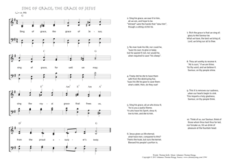 Hymn score of: Sing of grace, the grace of Jesus (Thomas Kelly/Johannes Thomas Rüegg)