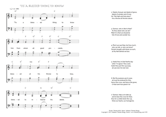 Hymn score of: 'Tis a blessed thing to know (Thomas Kelly/Johannes Thomas Rüegg)