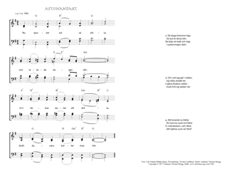 Hymn score of: Nu sjunker sol så stilla - Aftonandakt (Carl Johann Philipp Spitta/Torsten Lundberg/Johannes Thomas Rüegg)