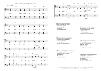 Hymn score of: Lord, I have trusted in thy name - The Lord is my Helper (Adam Reißner/Henry Mills/Johannes Thomas Rüegg)