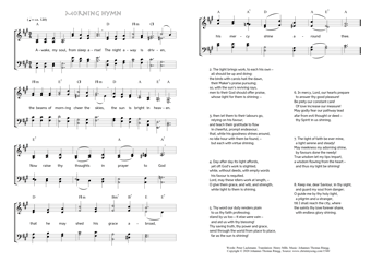 Hymn score of: Awake, my soul, from sleep arise! - Morning Hymn (Peter Lackmann/Henry Mills/Johannes Thomas Rüegg)