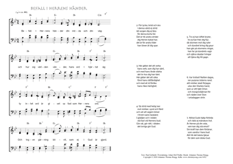 Hymn score of: Befall i Herrens händer (Paul Gerhardt/Johan Olof Wallin/Johannes Thomas Rüegg)