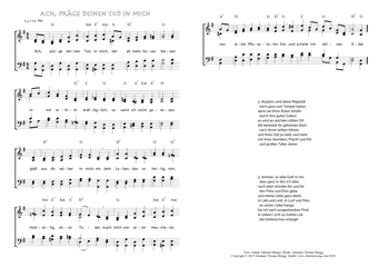 Hymn score of: Ach, präge deinen Tod in mich (Johann Albrecht Bengel/Johannes Thomas Rüegg)