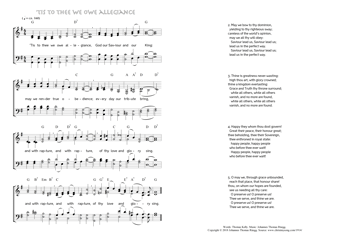 Hymn score of: 'Tis to thee we owe allegiance (Thomas Kelly/Johannes Thomas Rüegg)