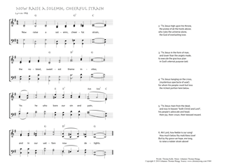 Hymn score of: Now raise a solemn, cheerful strain (Thomas Kelly/Johannes Thomas Rüegg)