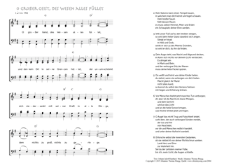 Hymn score of: O großer Geist, des Wesen alles füllet (Johann Jakob Rambach/Johannes Thomas Rüegg)
