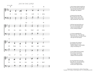 Hymn score of: Always in the Lord rejoice - Joy in the Lord (John S. B. Monsell/Johannes Thomas Rüegg)