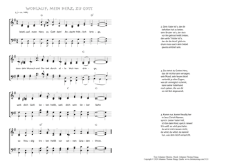 Hymn score of: Wohlauf, mein Herz, zu Gott (Johannes Olearius/Johannes Thomas Rüegg)