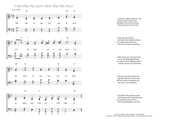 Hymn score of: Min vän är ljuv, min vän är mild (Erik Sjöberg/Johannes Thomas Rüegg)