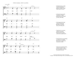 Hymn score of: Thy way, not mine, O Lord - Thy Way, not Mine (Horatius Bonar/Johannes Thomas Rüegg)