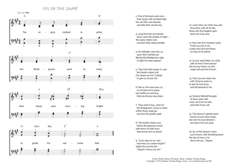 Hymn score of: Ten virgins, clothed in white - Oil in the lamp (Robert Murray M'Cheyne/Johannes Thomas Rüegg)