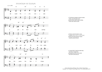 Hymn score of: Beneath Moriah's rocky side - Fountain of Siloam (Robert Murray M'Cheyne/Johannes Thomas Rüegg)