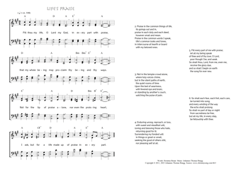Hymn score of: Fill thou my life, O Lord my God - Life's praise (Horatius Bonar/Johannes Thomas Rüegg)