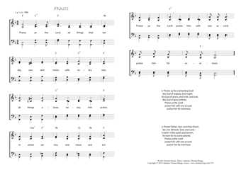 Hymn score of: Praise ye the Lord, all things that be! - Praise (Horatius Bonar/Johannes Thomas Rüegg)