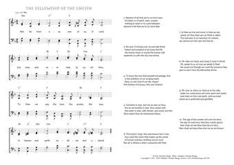 Hymn score of: Not far from any one of us - The fellowship of the unseen (Horatius Bonar/Johannes Thomas Rüegg)