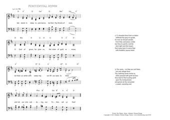 Hymn score of: We stand in deep repentance - Penitential hymn (Ray Palmer/Johannes Thomas Rüegg)