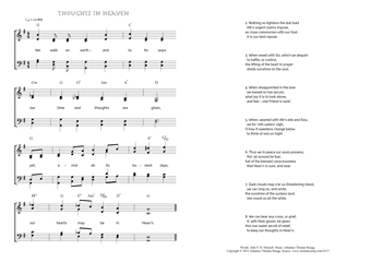 Hymn score of: We walk on earth – and to its ways - Thoughts in Heaven (John S. B. Monsell/Johannes Thomas Rüegg)
