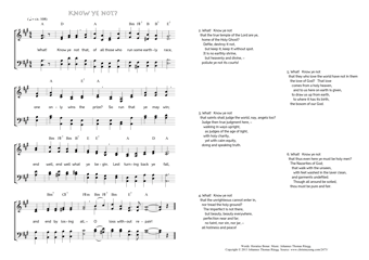 Hymn score of: What! Know ye not - Know ye not? (Horatius Bonar/Johannes Thomas Rüegg)