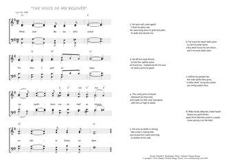 Hymn score of: Mine own Belovèd's voice! - "The voice of my Belovèd" (Hannah K. Burlingham/Johannes Thomas Rüegg)