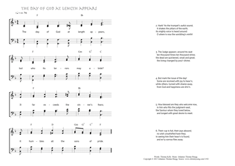 Hymn score of: The day of God at length appears (Thomas Kelly/Johannes Thomas Rüegg)