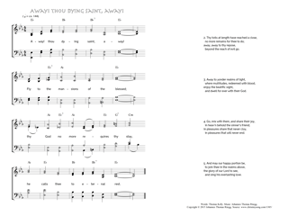 Hymn score of: Away! thou dying saint, away! (Thomas Kelly/Johannes Thomas Rüegg)