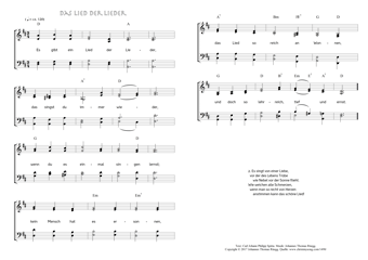 Hymn score of: Es gibt ein Lied der Lieder - Das Lied der Lieder (Carl Johann Philipp Spitta/Johannes Thomas Rüegg)