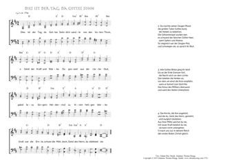 Hymn score of: Dies ist der Tag, da Gottes Sohn (Johann Rist/Johannes Thomas Rüegg)