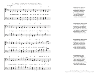 Hymn score of: Aldrig ensam! O mitt hjärta (Lina Sandell/Johannes Thomas Rüegg)