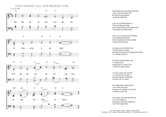 Hymn score of page 1 of: Nun danket all und bringet Ehr (Paul Gerhardt/Johannes Thomas Rüegg)