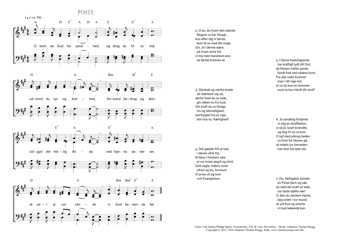 Hymn score of: O kom, du Gud for sandhed - Pinse (Carl Johann Philipp Spitta/Christian Benedictus Reventlow/Johannes Thomas Rüegg)