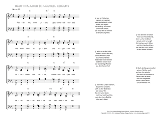 Hymn score of: Fließe hin, mein Leben - Habt ihr auch je Mangel gehabt? (Carl Johann Philipp Spitta/Johannes Thomas Rüegg)