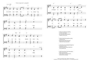 Hymn score of: Stillness midst the ever-changing - The quiet land (Frances Bevan/Johannes Thomas Rüegg)